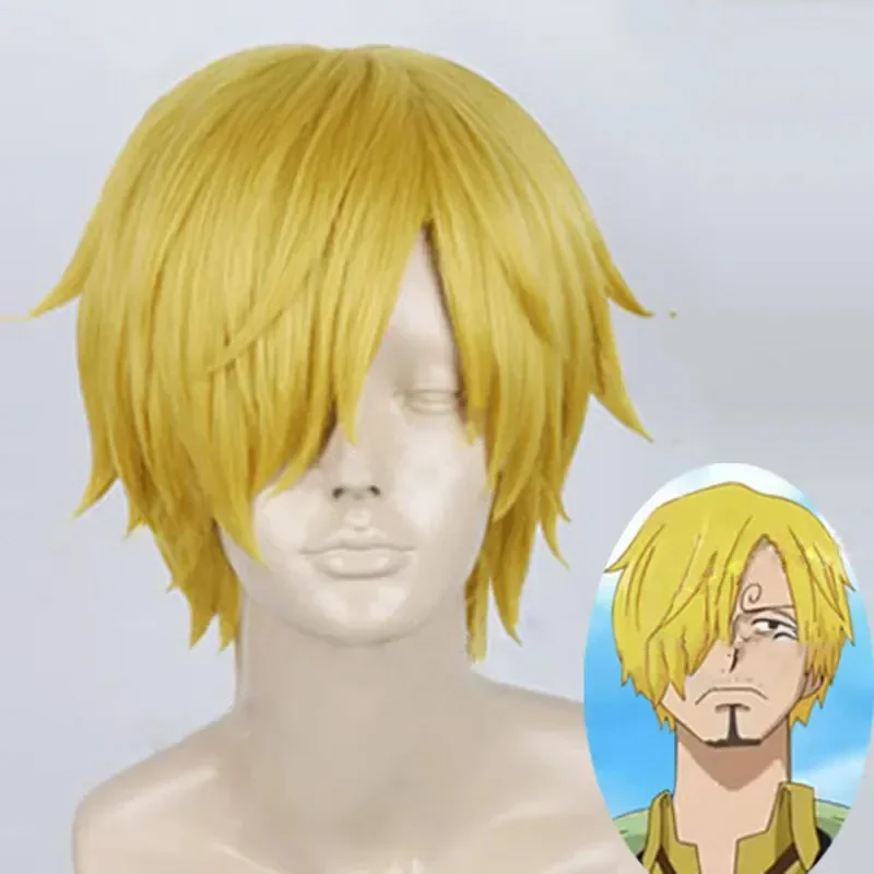 

Anime One Piece Cosplay Wigs Sanji Wig Short Straight Golden Yellow Heat Resistant Synthetic Hair Cosplay Wig