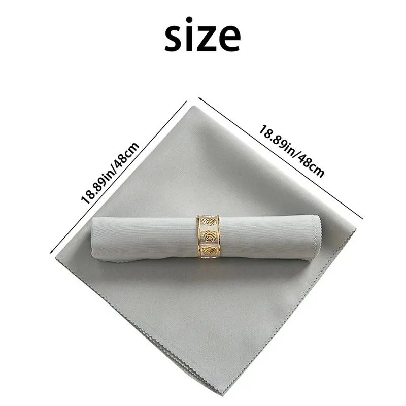 【EFFICIENT 】40Pcs 48X48cm Polyester Cloth Napkins For Restaurant Wedding Banquet Dinner Party, Silver Gray