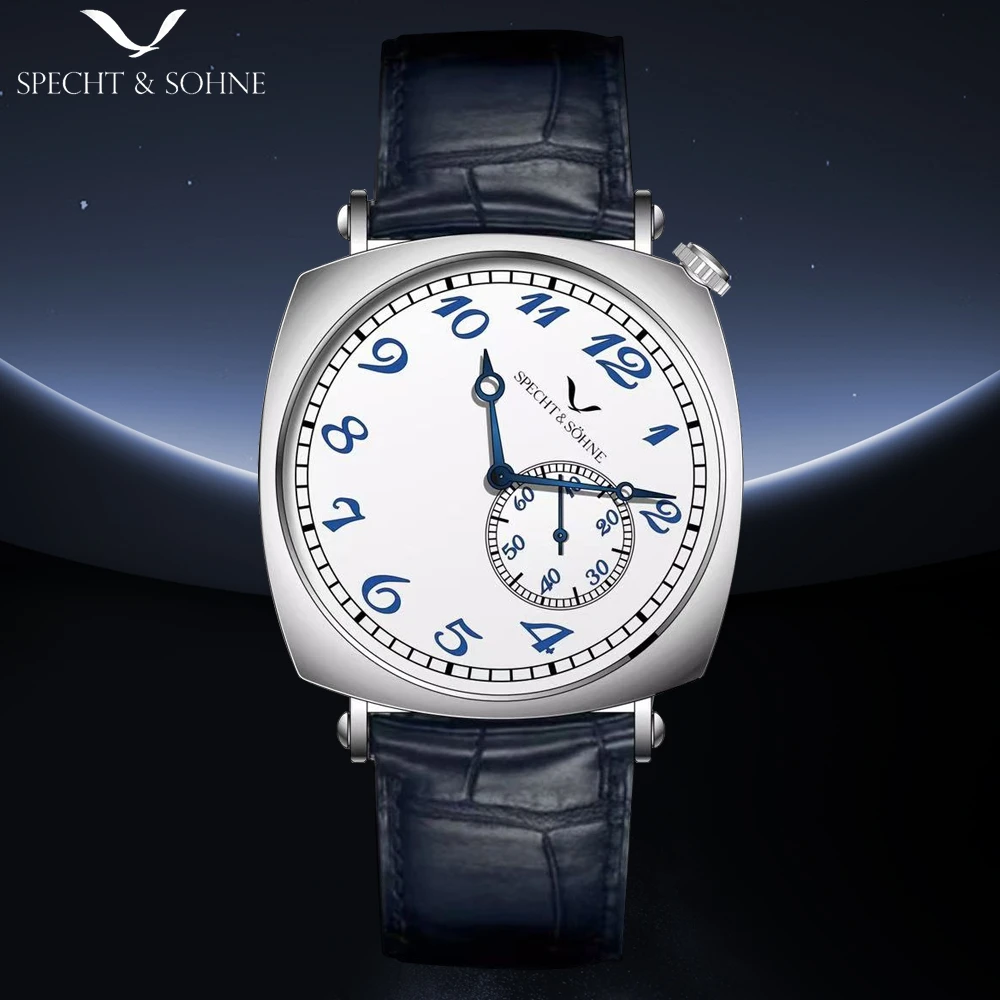 Image of 2026 Neue Specht&Söhne 1921 Vintage-Uhr für Herren, 38 mm, Seagull-Automatikuhr, braunes Zifferblatt, Edelstahl-Armbanduhr, wasserdicht