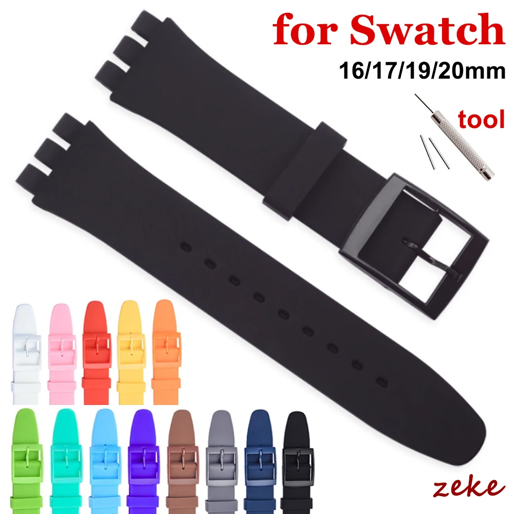 16 mm 17 mm 19 mm 20 mm Gummi-Uhrenarmband für Swatch, buntes Sportarmband, Ersatzarmbänder, weiches, wasserdichtes Silikonarmband