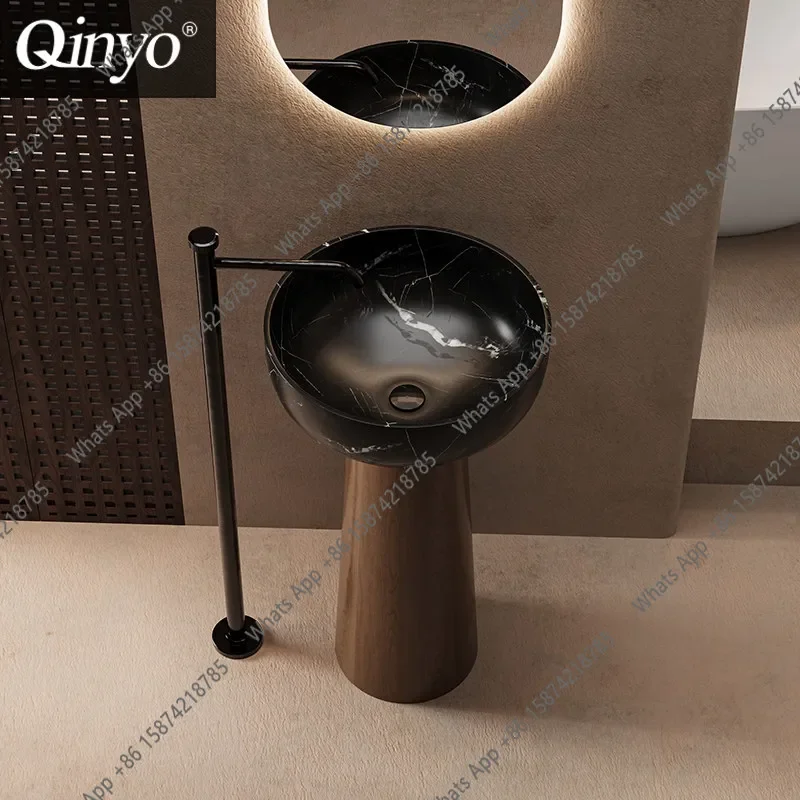 

X25 Medieval Style Pillar Wash Basin B & B Hotel Integrated Floor-to-ceiling Wood Grain Art Wash Basin Creative Personality Pool