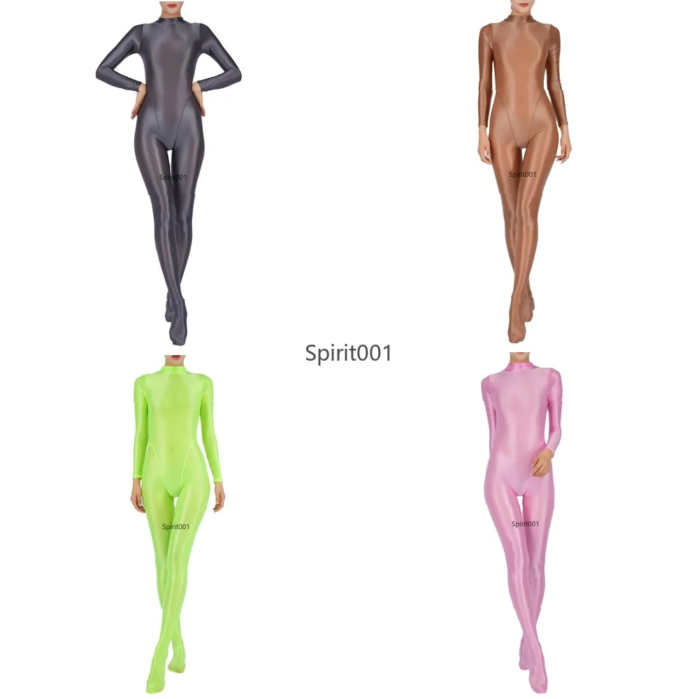 

Cosplay Full Body Jumpsuit Women Long Sleeve Footed Yoga Sportswear Solid Color Gym Tights Bodysuit One Piece Shapewear
