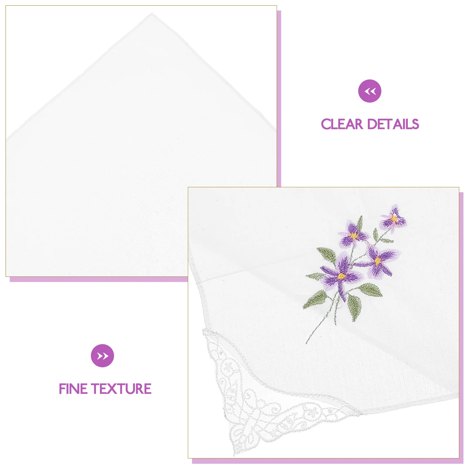 Хлопковый носовой платок с цветочной вышивкой