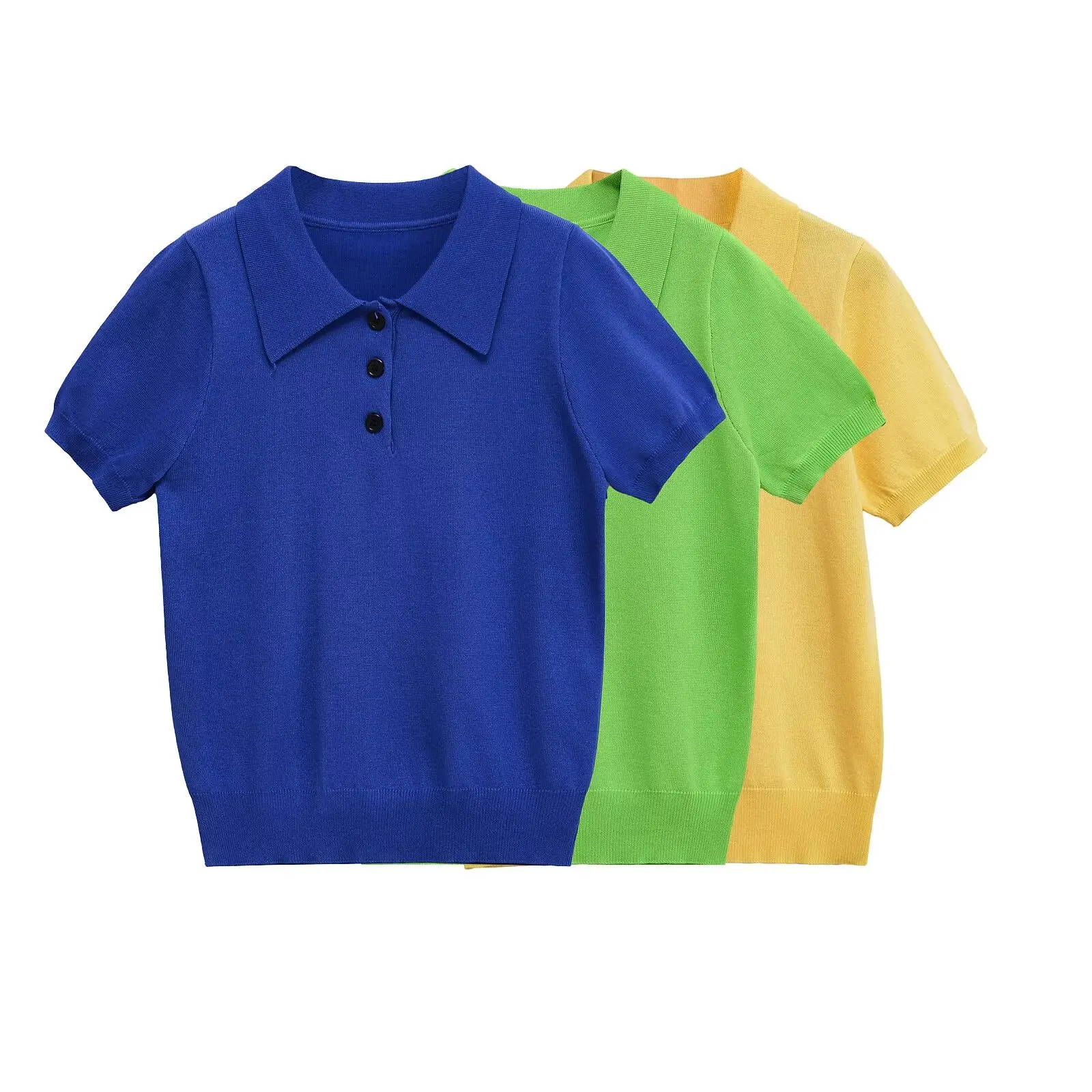 

BM&MD&ZA Womens Casual Stylish Commuter Style Knit Short Sleeve Polo T Shirt Simple Solid Color
