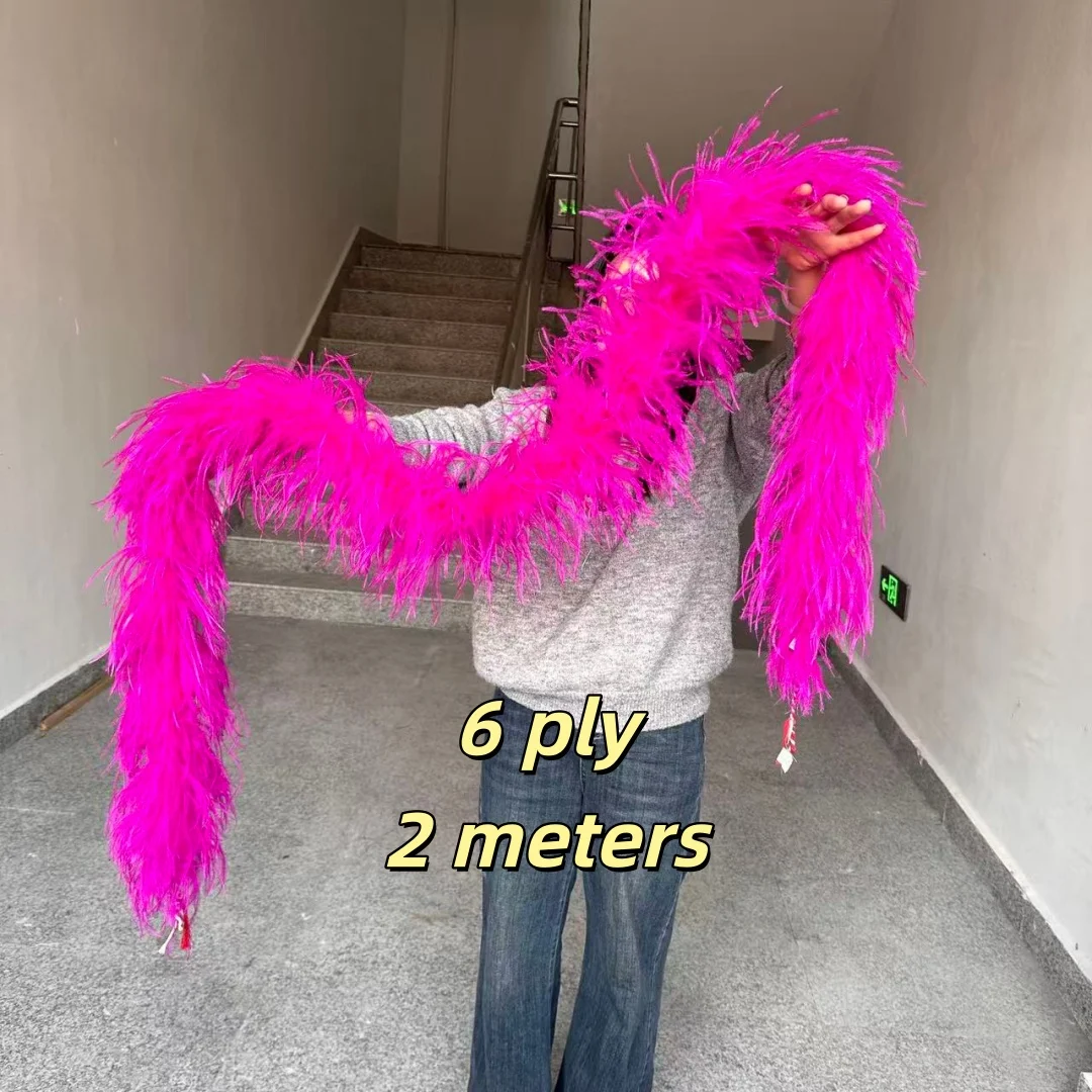 

1PCS 6Ply Ostrich Feather Boa Shawl 2 Meters Natural Plume for Christmas Tree Decoration Costume Dresses Sewing Accessory Scarf
