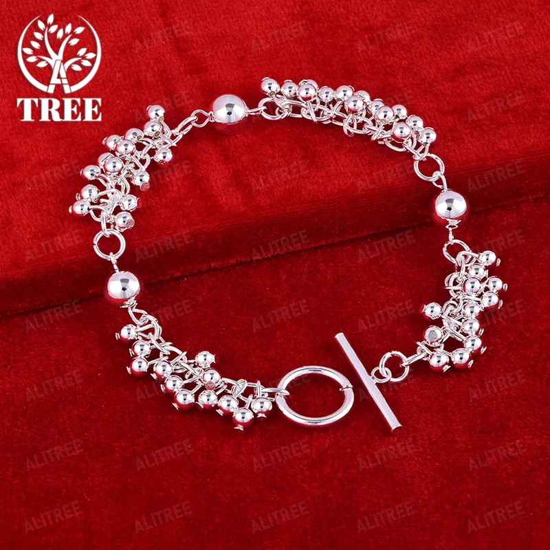 

Creative 925 Sterling Silver Smooth Grape Bead Bracelet Fashion Design Jewelry Accessories Lady Anniversary Birthday Party Gift