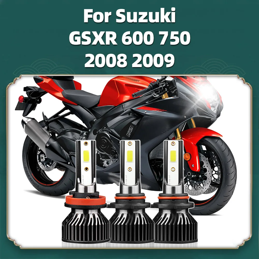 

For Suzuki GSXR 600 750 2008 2009 Motorcycle HB3 9005 H11 LED 3PCS Headlights Moto Bike Headlamp Bulb 12V Super Bright 10000LM