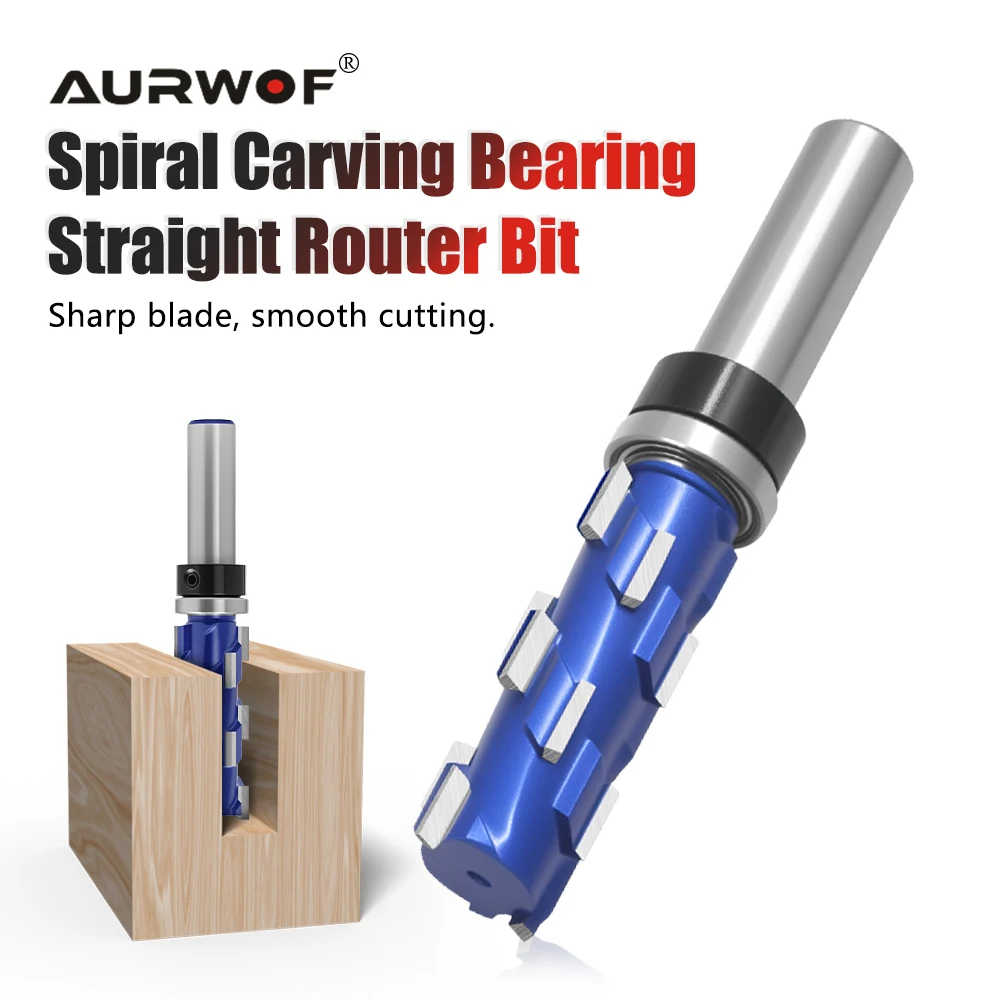 

AURWOF 1pc Industrial Quality 1/2' Shank Spiral Flush Trim Router Bits Woodworking I13014B1949BL