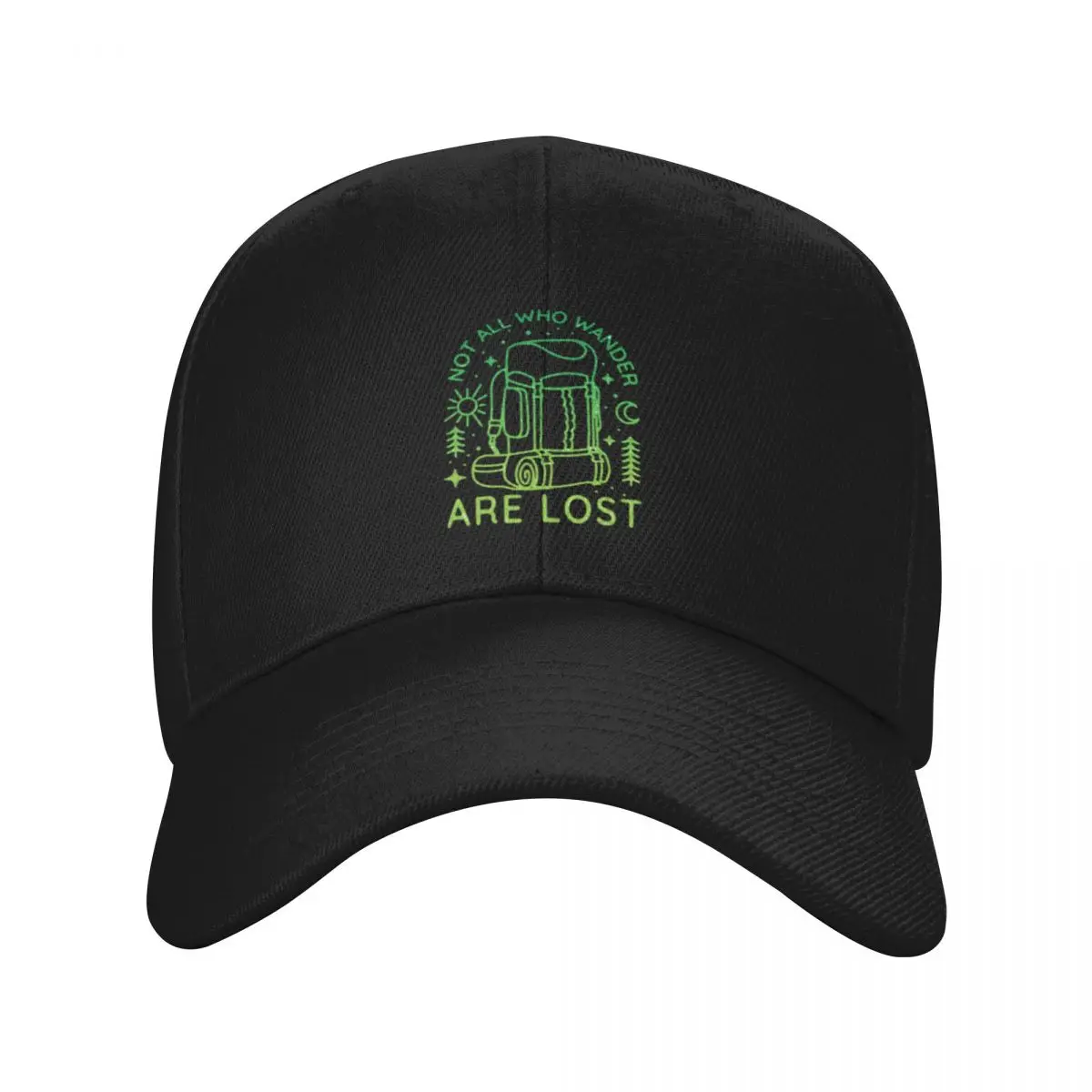 Fashion Not All Who Wander Are Lost - Backpacking - Green Gradient baseball cap Teenagers Hat