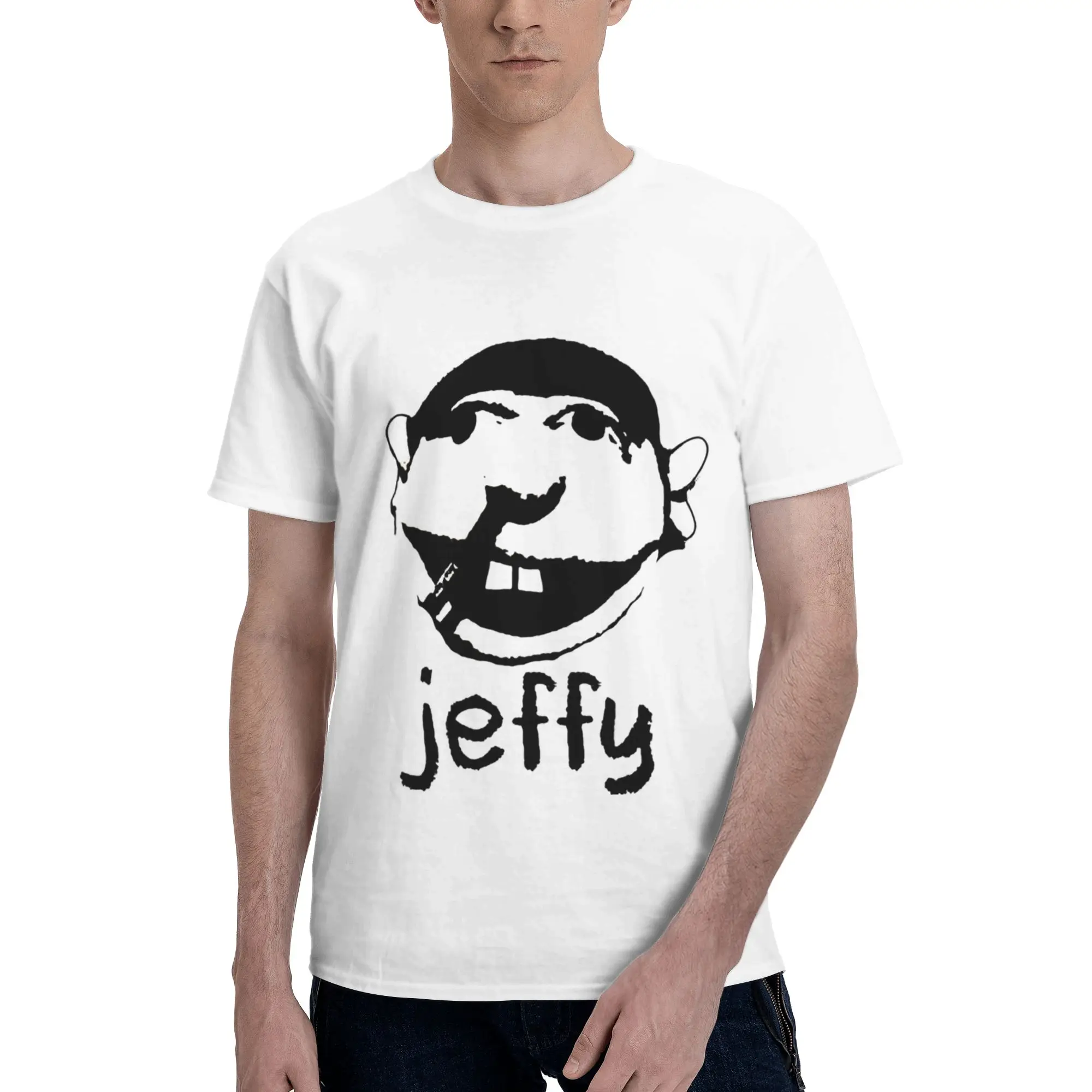 

jeffy face sml rapper 100% Cotton T-Shirt Men's Funny T Shirts Men O-Neck Short Sleeve S-6XL