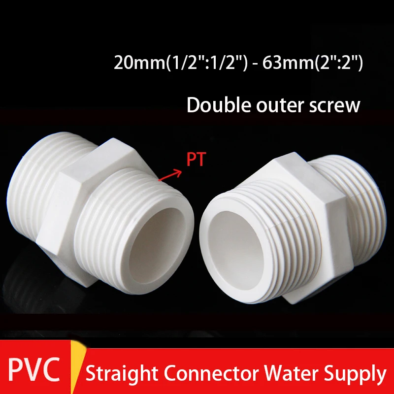20mm 25mm 32mm 40mm 50mm 63mm PVC White OutSide Male Thraed Straight Connector Water Pipe Adapter Aquarium Tank Tube Fittings