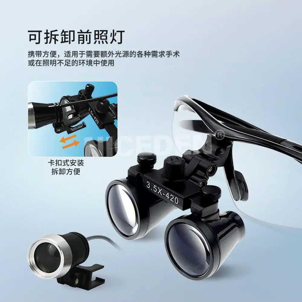 

NICEDEN Стоматологическое увеличительное стекло со светодиодной лампой Многофункциональное расширенное перезаряжаемое подлинное медицинское стекло высокой четкости