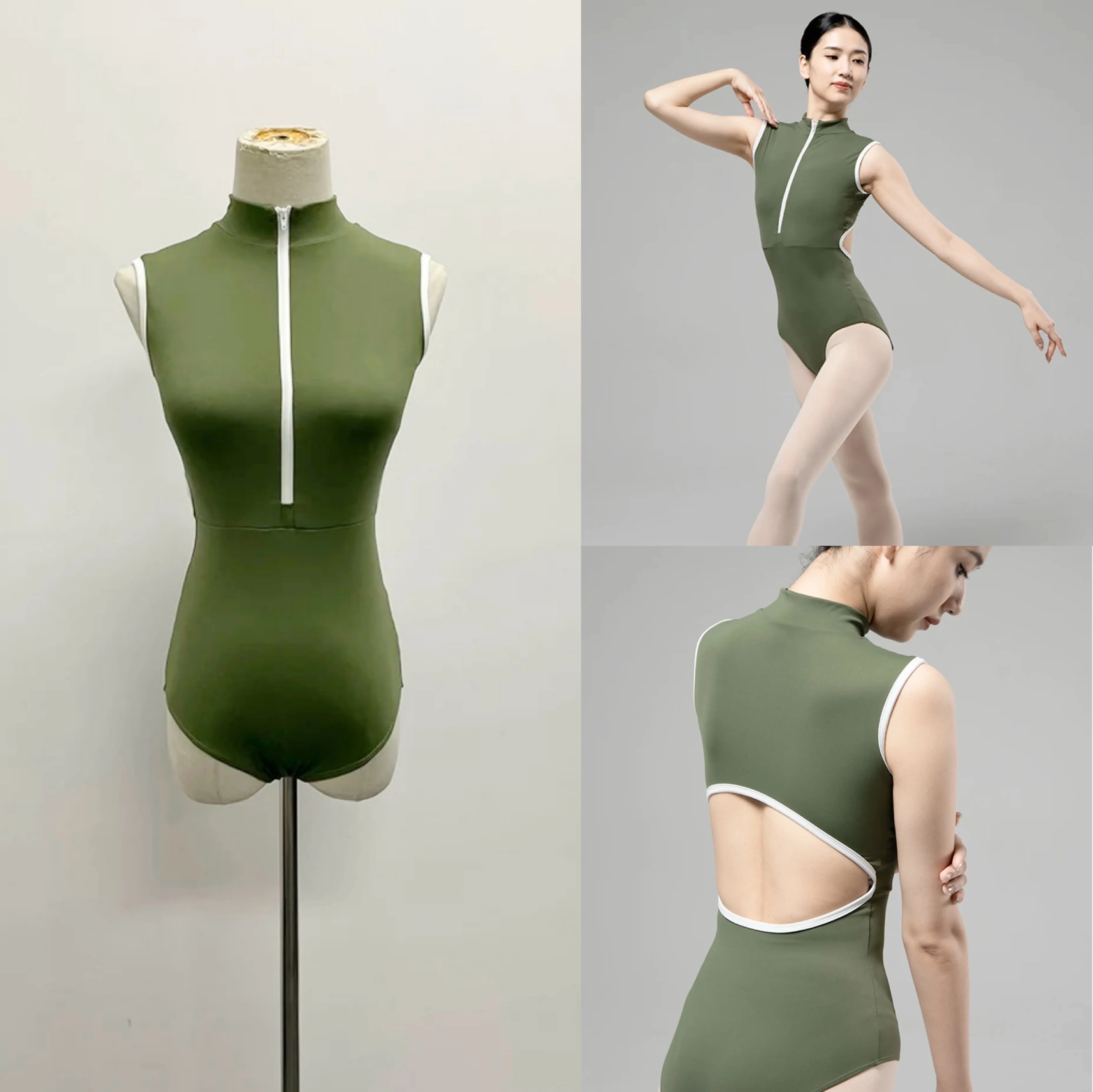 High Neckline Ballet Leotard Women Daily Practice Dance Clothes Girls Elegant Zipper Ballet Dance Practice Suit Yoga Jumpsuit