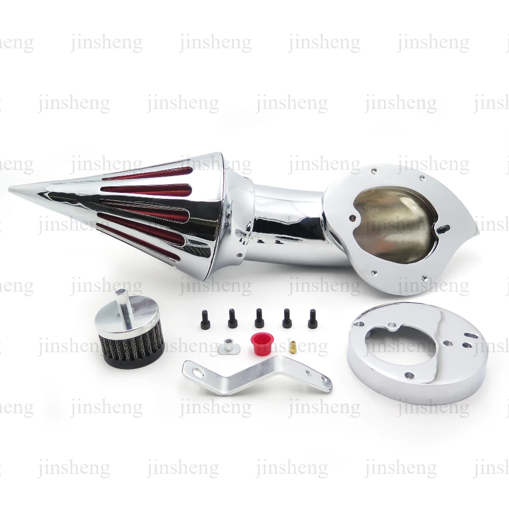 High Quality Chrome Billet Aluminum Cone Spike Air Cleaner Kit Washable Filter for Honda VTX1300 VTX 1300 1986-2019