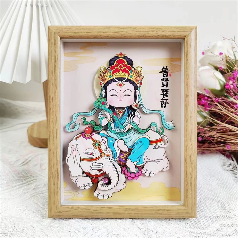 

Samantabhadra Paper Cuttings tabletop decorations, traditional cultural decorations, exquisite home auspicious decoration