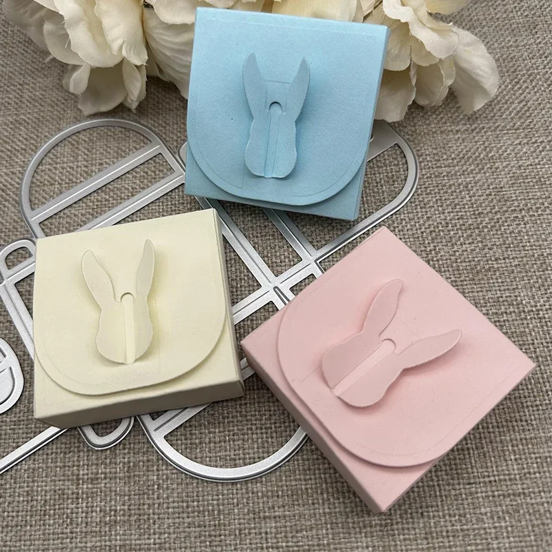 أرنب عيد الفصح هدية صندوق قطع معدنية يموت الإستنسل DIY بها بنفسك سكرابوكينغ الزخرفية الحرفية يموت قطع قالب القالب #3