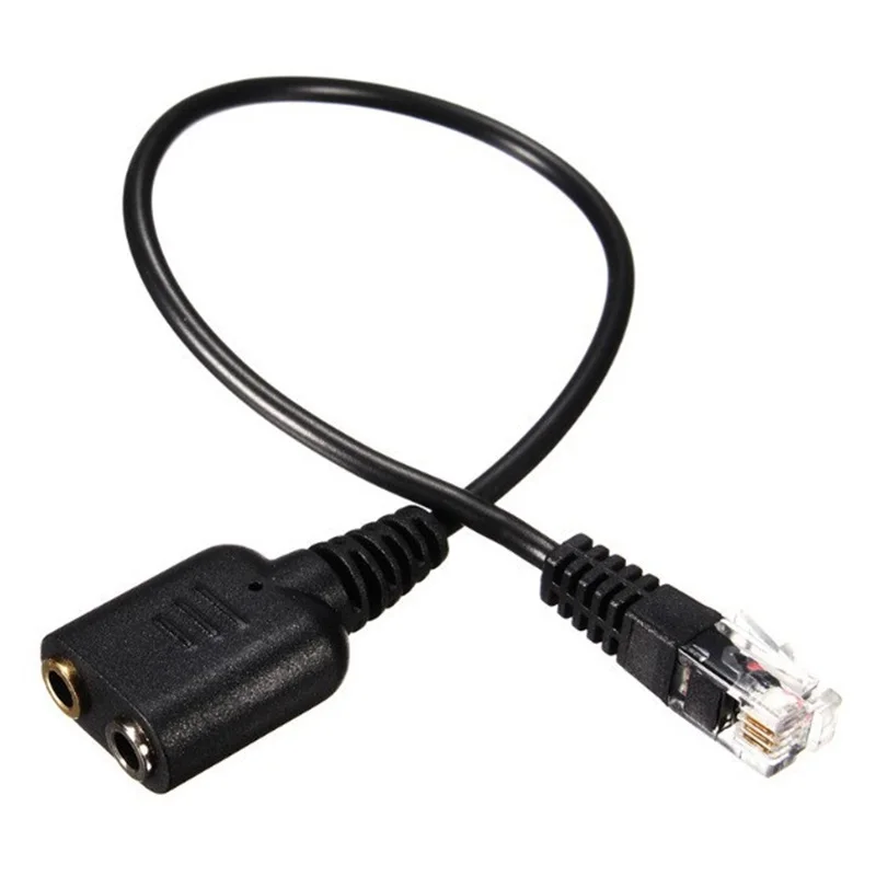 

Headsets Adapters Double 3.5mm Headsets Jacks to RJ9 Adapters Cable for PC Telephone Phones RJ9 Male to 3.5mm Cord