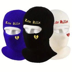Winter Warm Single Hole Embroidered Pullover Hat Outdoor Cold proof Balaclava Hat Full Face Ski Mask