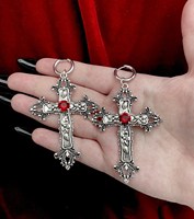 Goth Cross Earrings for Women Retro Jewelry Punk Girl Cothic Drop Earrings Cosplay Party Accessories Crytal Earring