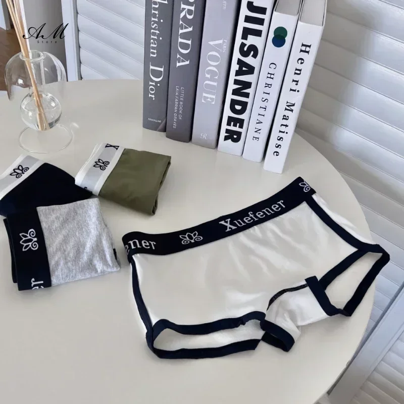 Women Cotton Boxers Shorts Letter Print Underpants Sports Fitness Boxers Briefs Comfortable Panties Hip-Up Female Lingerie