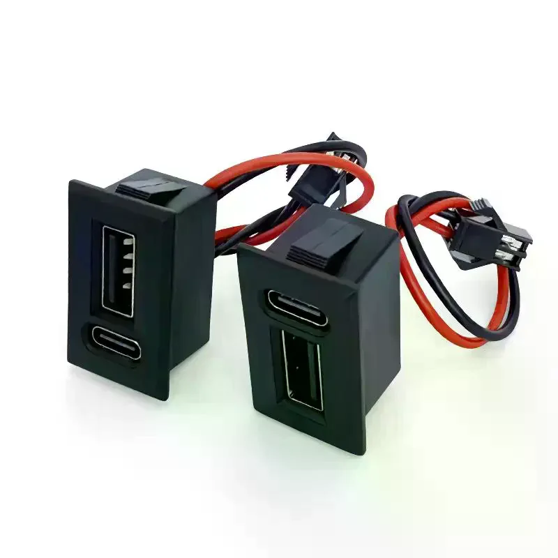 1Pcs USB Female Base Type-C Double-Layer Socket Lamp Charging Socket Power Phone Socket With Cable Connector