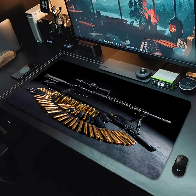 Oval Tactical Gun Mouse Pad Rifle Pistol Revolver Gun Keyboard Mousemat XXL Large Mousepad Gaming Non-slip PC Office Desk Mats