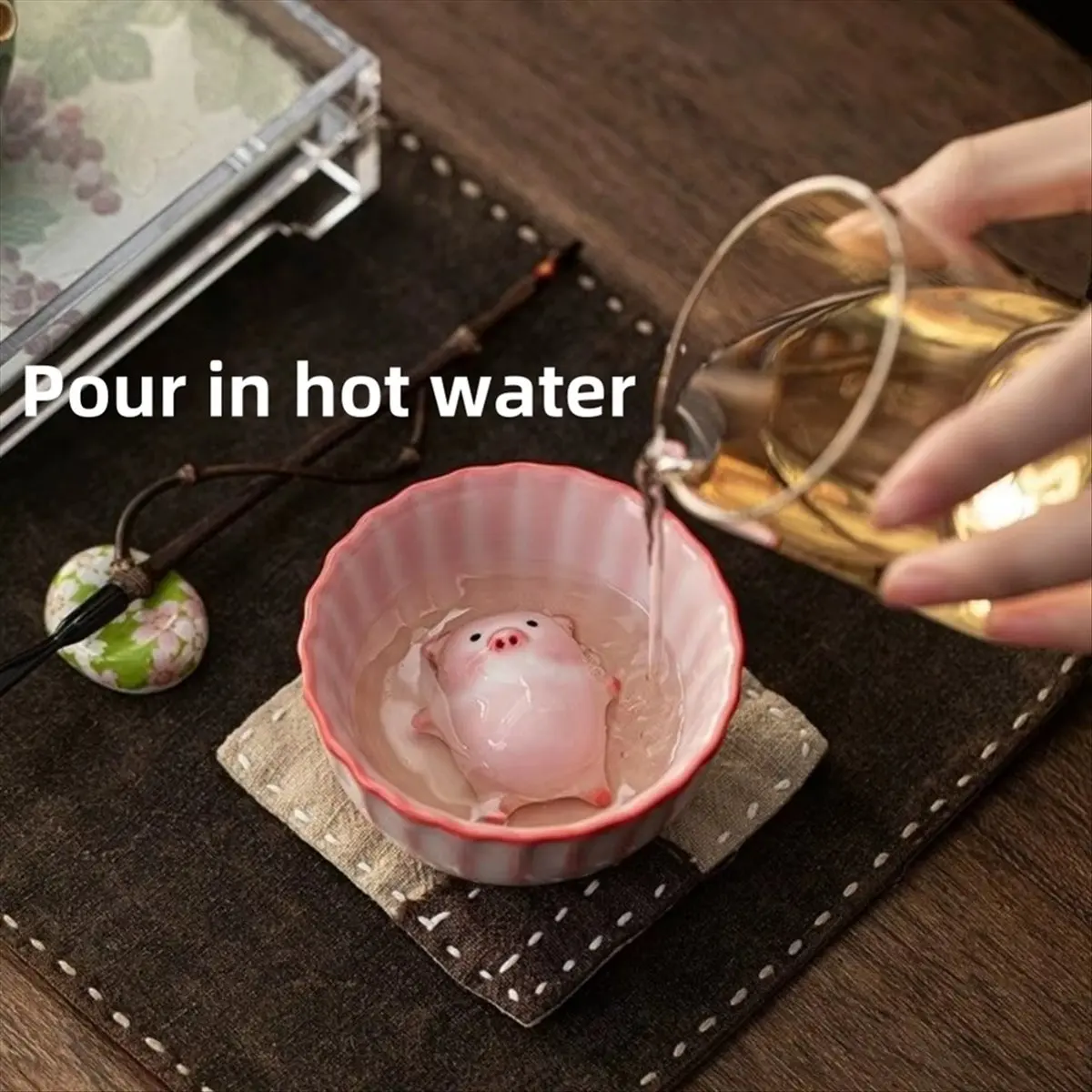 Cartoon Ceramic Tea Cup Little Pig Spit Under Bottom Funny Teacup Procelain Water Cups Mug
