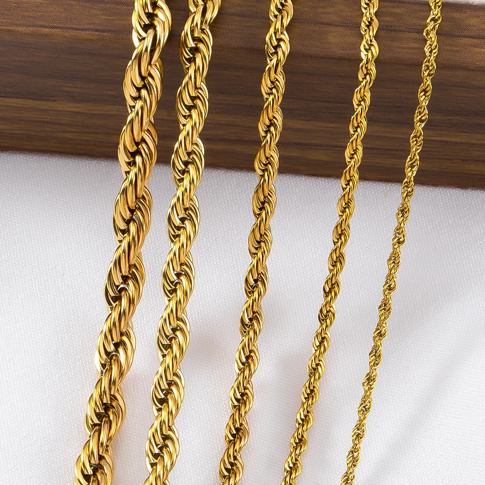 1Meter Stainless Steel Twisted Rope Chain For DIY Necklace Bracelet Choker Bag Chain Jewelry Gift Making Accessories