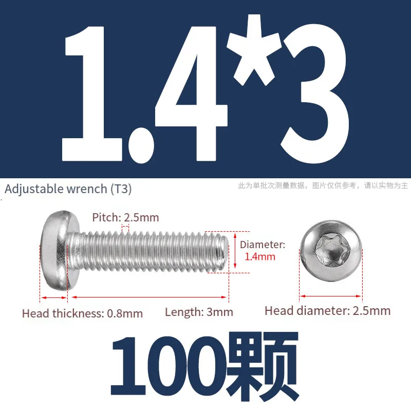 M1.4 M1.6 M2 M2.5 M3 M4 M5 M6 M8 M10 M12 304 Lobo in acciaio inossidabile Torx Vite a testa cilindrica Bullone rotondo Lunghezza = 3-100 mm