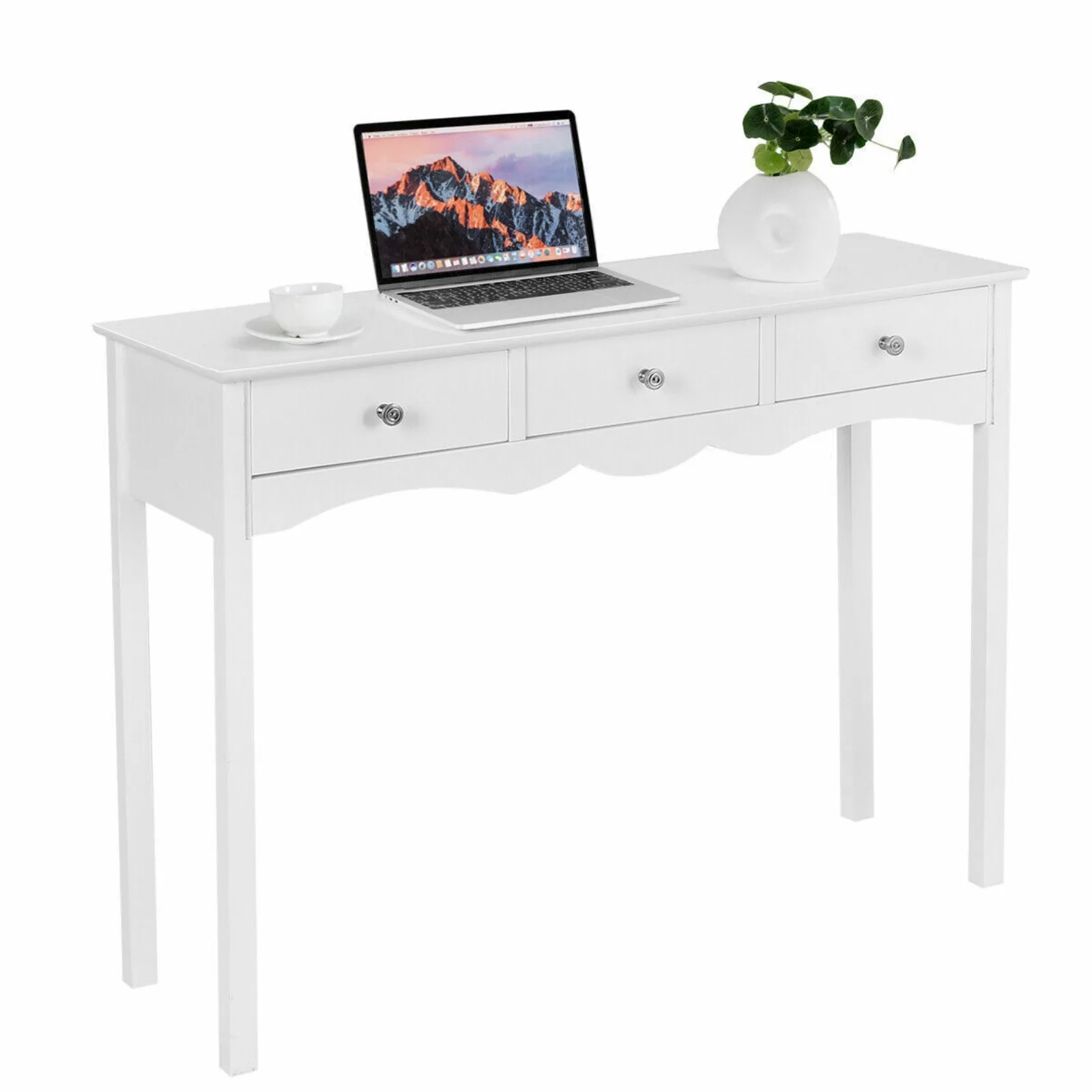 US Console Hall table Side Table 3 Drawers Entryway Desk Accent White