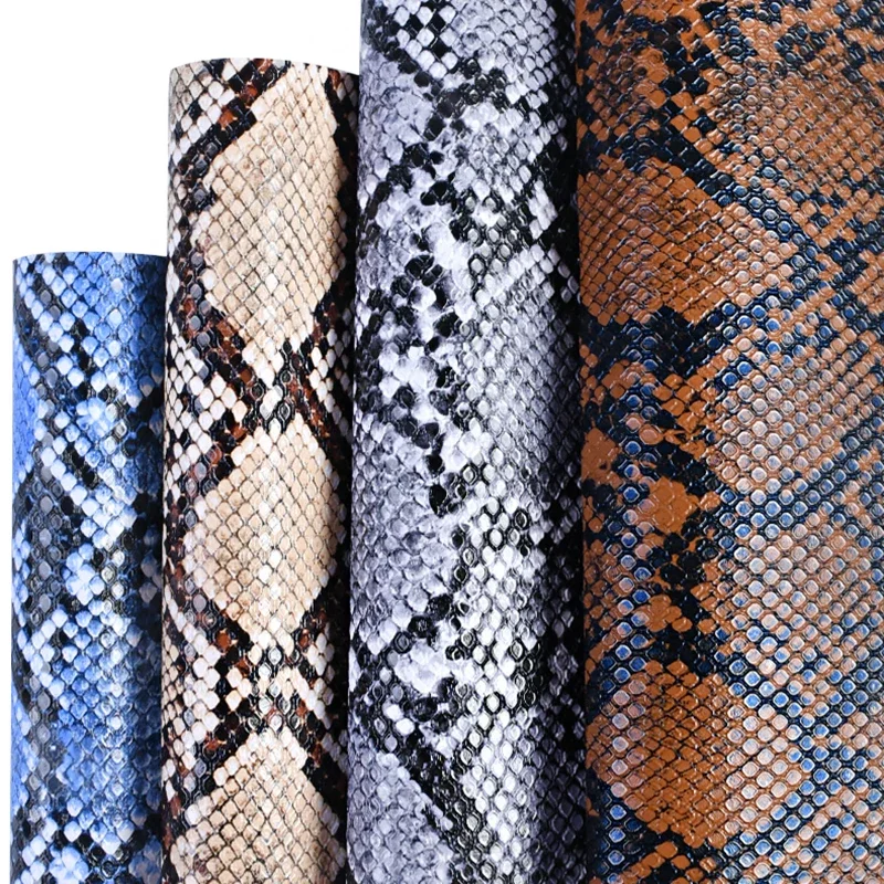 Snake Faux PU Leather per borse da cucito copridivano abbigliamento tessuto da tappezzeria Patchwork fai da te pelle sintetica Tissu 100 x138cm