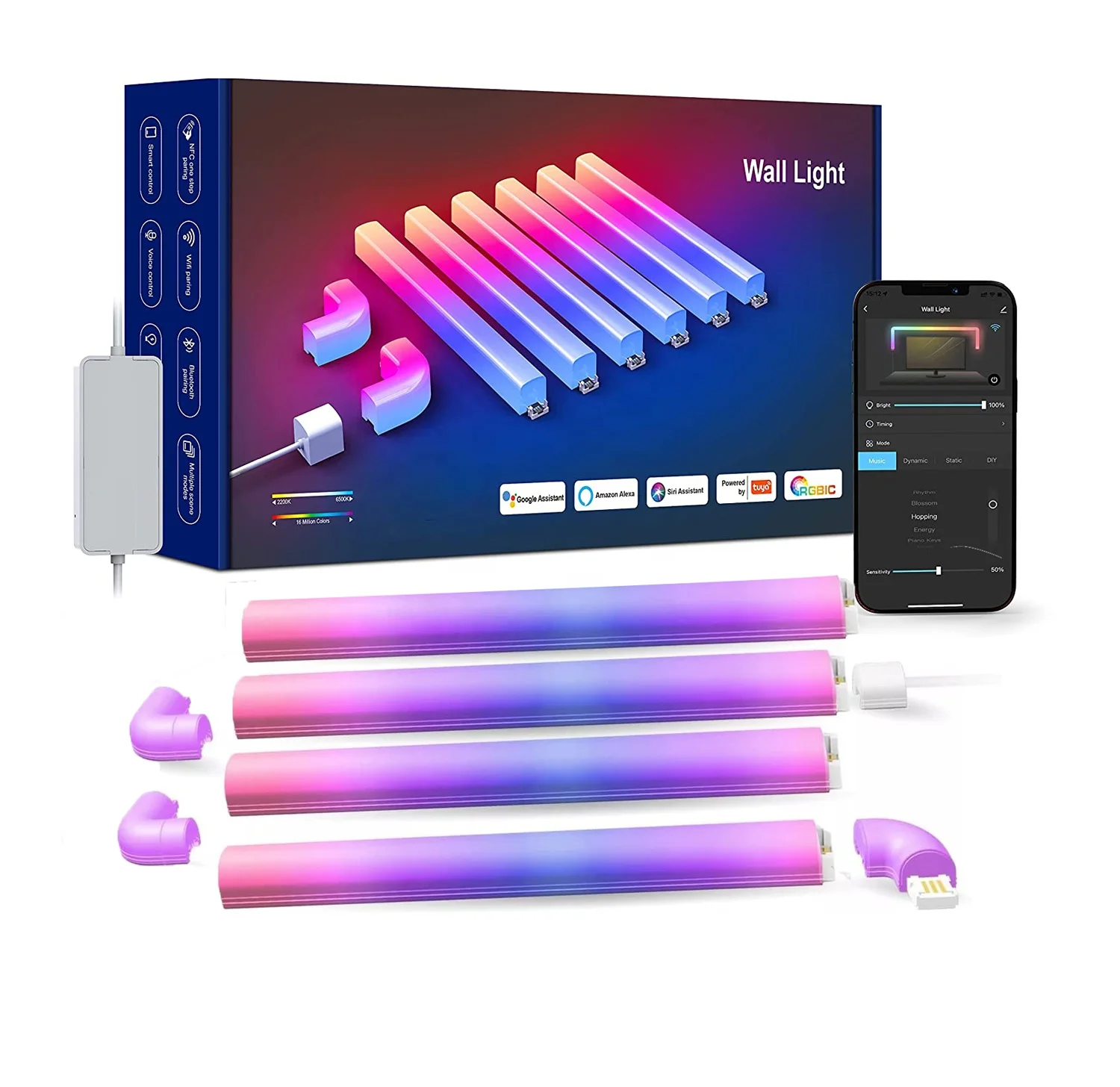 

DIY Smart Tuya Application Light Emitting Diode Wall Light Bar Game Remote Control Music Synchronization Bedroom Home Decoration