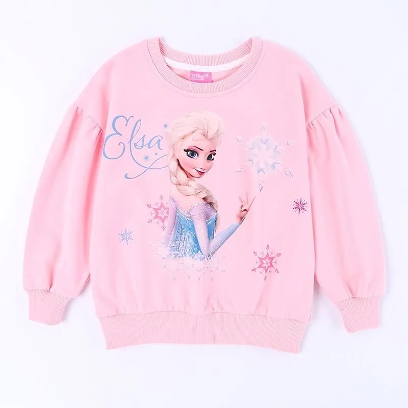 2024 nowa jakość bawełniana koszulka Disney bluzki dla dzieci t-Shirt dla dziewczynek z długim rękawem bluzki dla dzieci Frozen Elsa ubrania 2-8Y