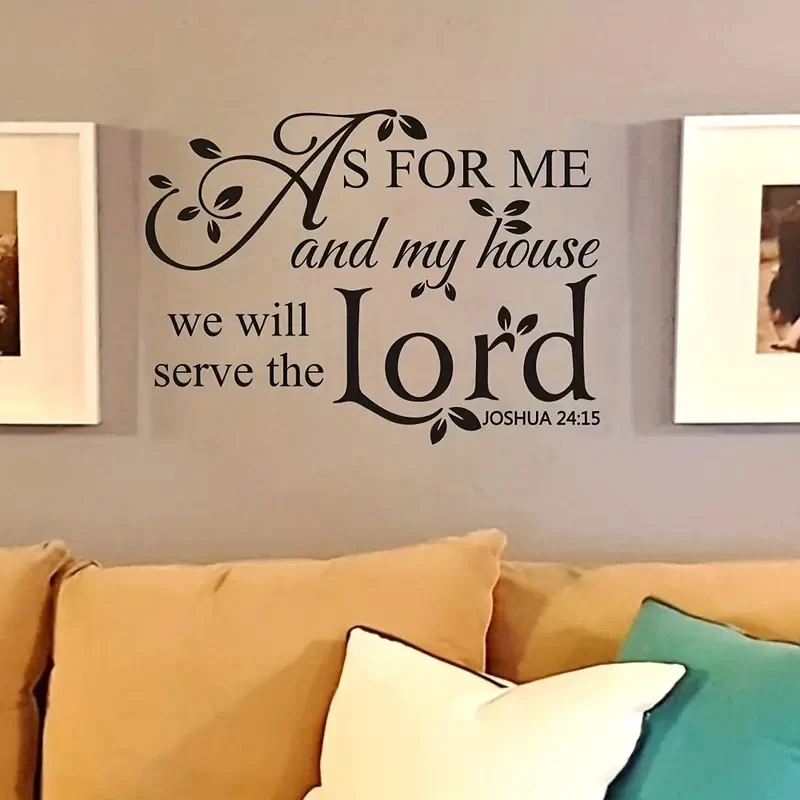 1pc As For Me And My House We Will Serve The Lord,Bible Quotes Wall Decals Joshua Saying Home Lettering Vinyl Art Religious