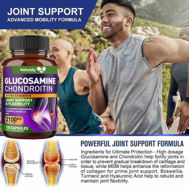 Glucosamine Chondroitin for Joint Support & Health Complex with Additional OptiMSM and Collagen Peptides for Hair, Skin & Nails