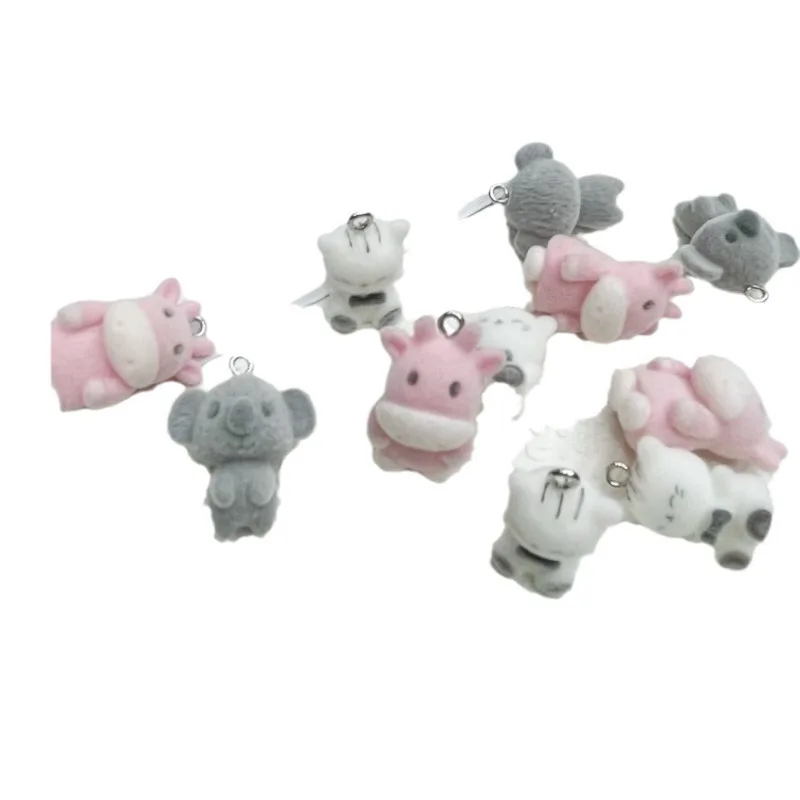 30Pcs 3D Cute Cow Koala Cat Charms kawaii Animal Resin Pendant For Making Diy Earrings Keychain Handmade Accessories Supplies