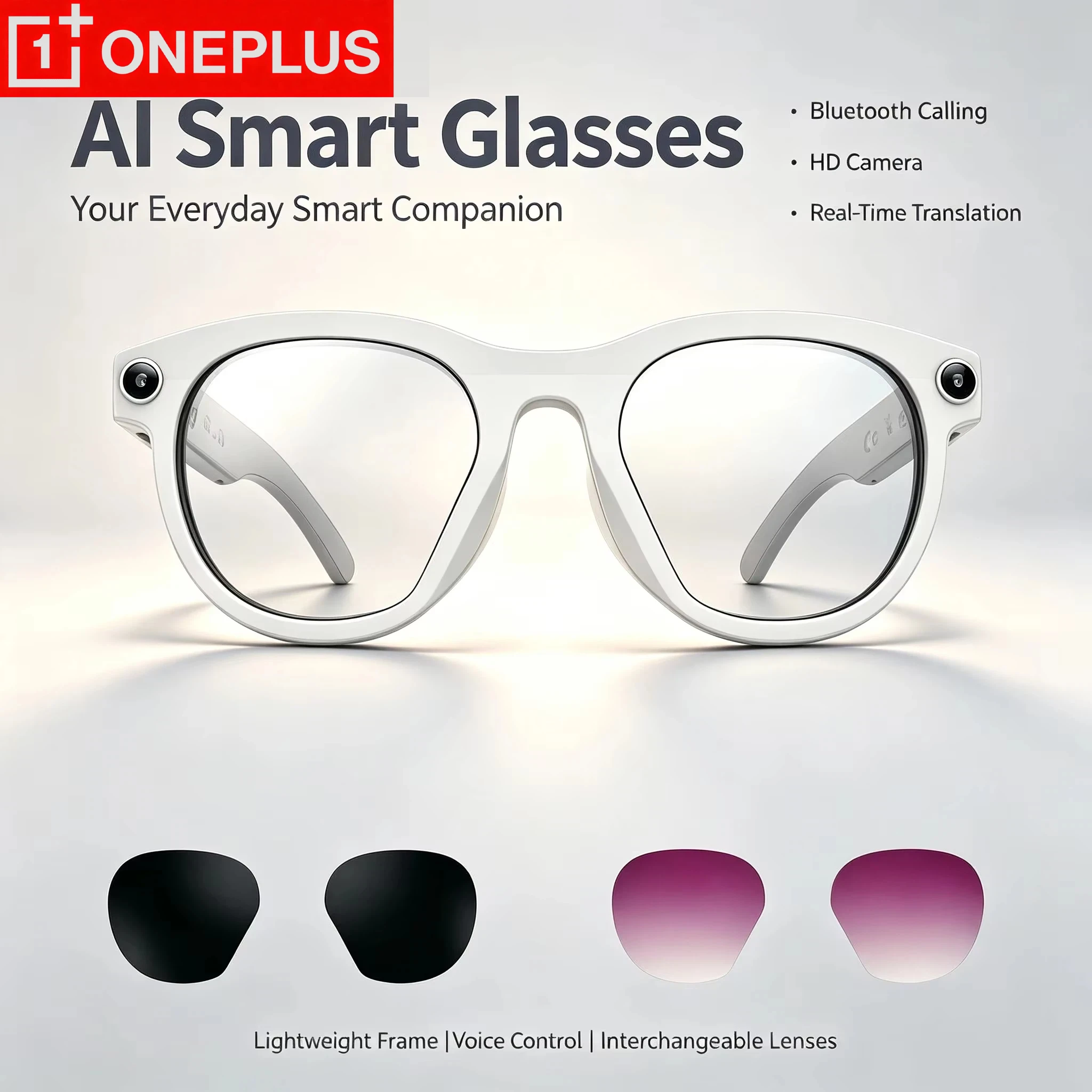 OnePlus 8KHD Smart Glasses 1200W Pixels Camera Shooting Image AI Translation Conversation Recording Music Smart Glasses 2026 New