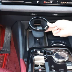 For BMW 5 Series G60 2024-2025 Carbon Steel Black Car Center Console Water Cup Holder Trim Interior Car Accessories