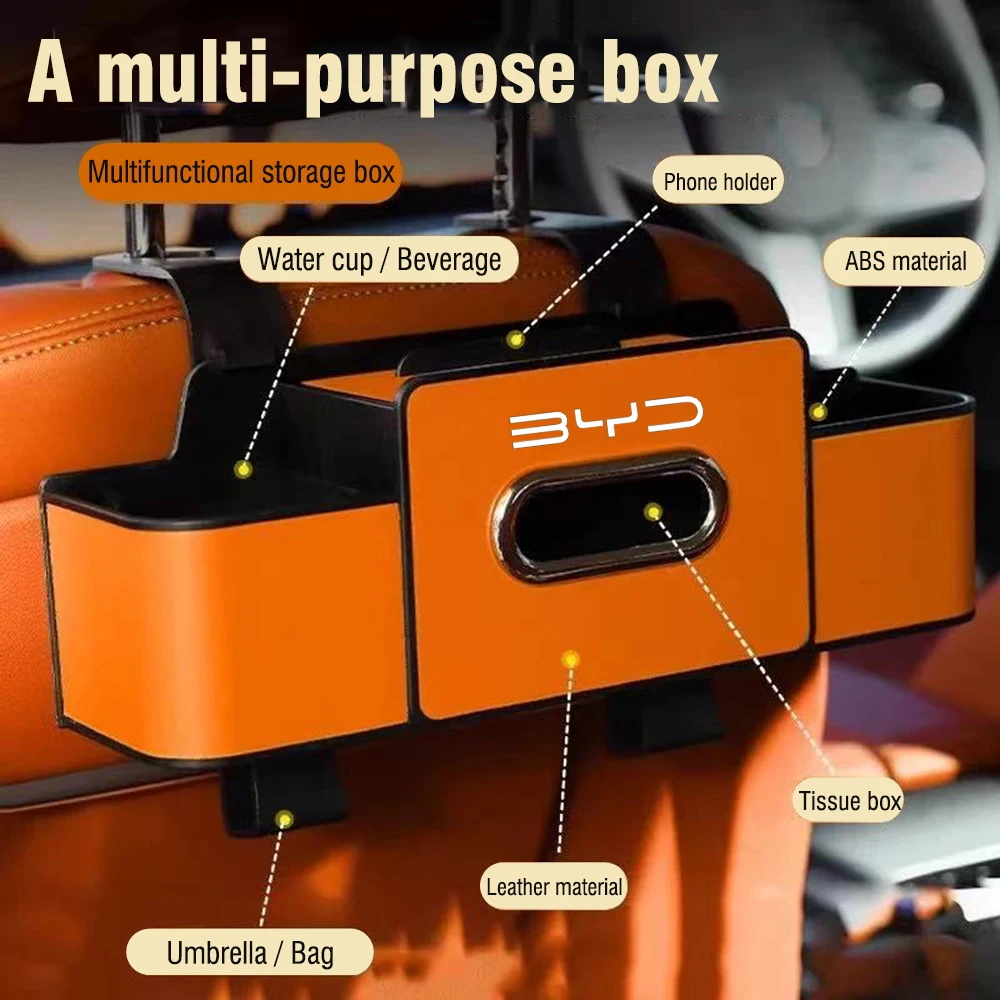 

Car Seat Back Storage Box Vehicle Mounted Tissue Box Rear Seat Storage for BYD Seal Dolphin Song Tang Dmi Yuan EV QIn Plus MAX