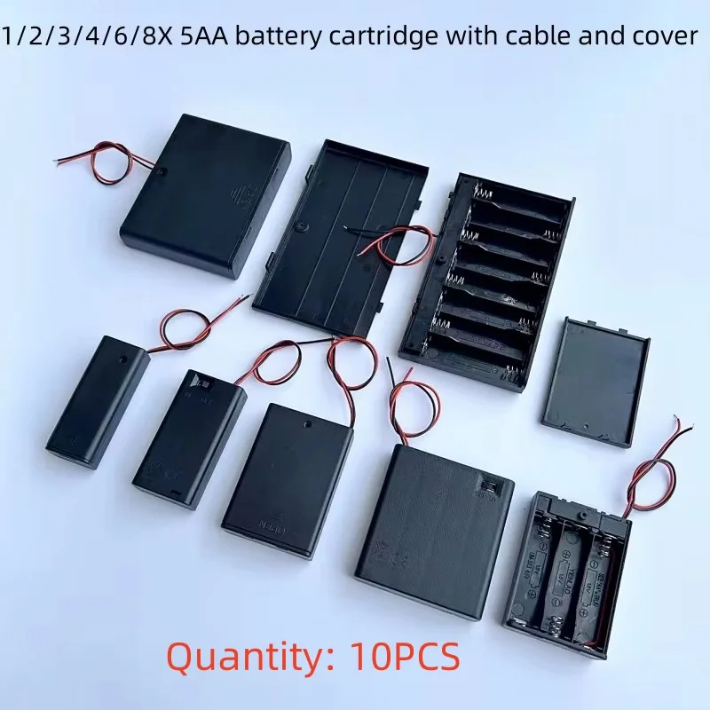 

1 2 3 4 6 8slot AA battery holder storage box with switch and lid, 5AA battery box suitable for AA battery standard container