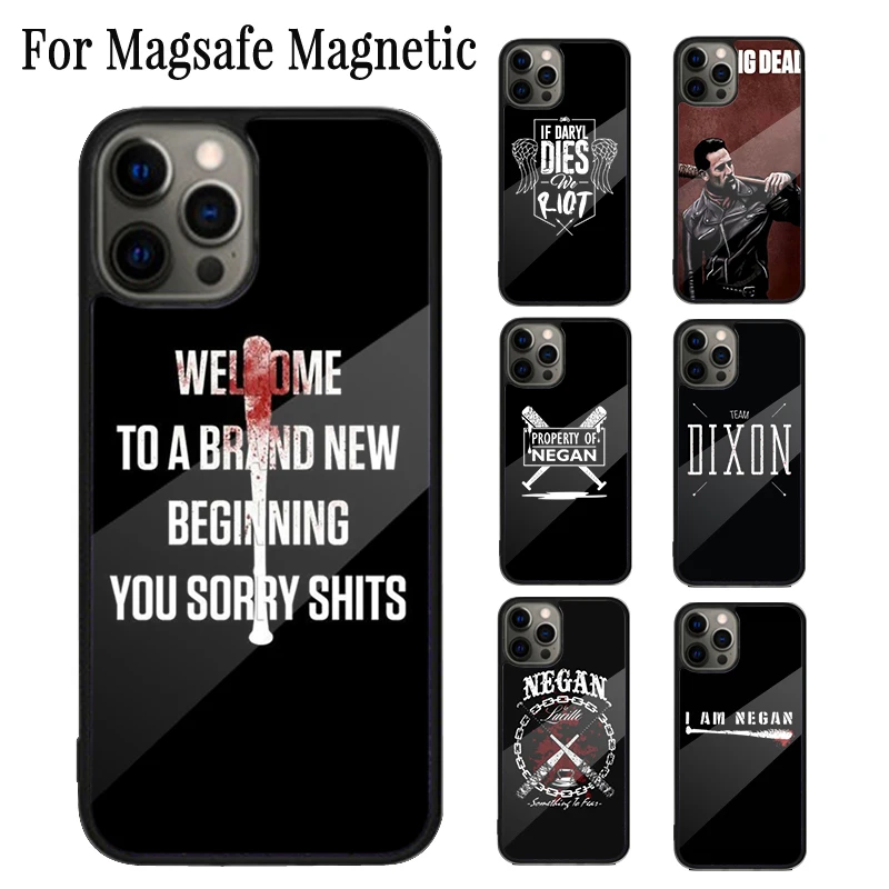 Negan The Walking Dead Magnetic Phone Case Coque For iPhone 16 15 14 Plus 13 12 Mini 11 Pro Max Magsafe Wireless Charging Cover