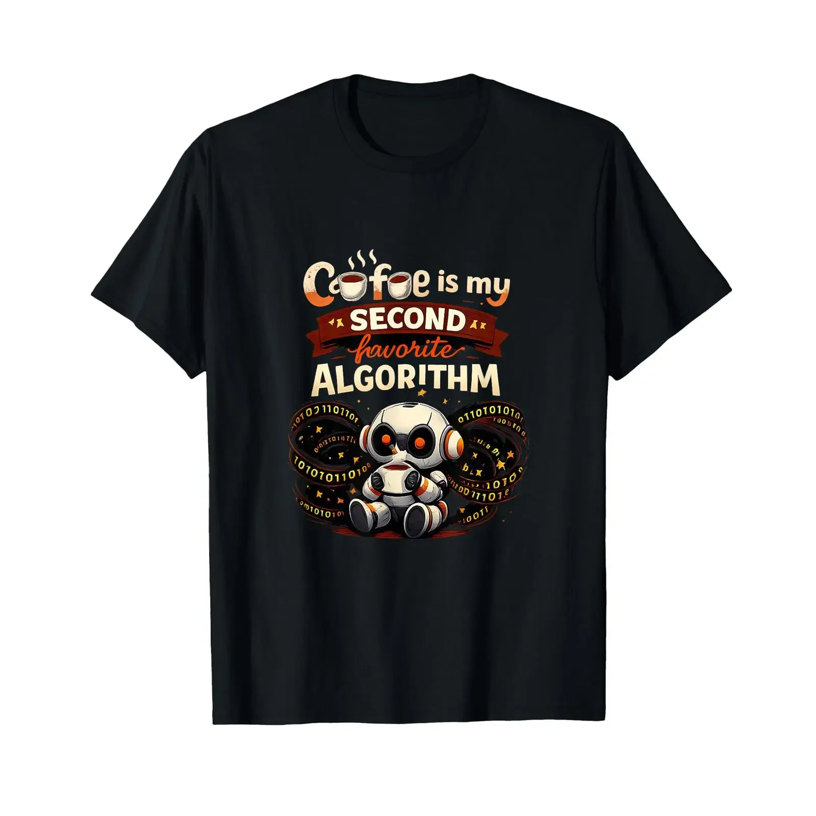 T-shirt vintage lavé pour homme, motif Data Science, café, algorithme, robot, code binaire, jeu de mots, streetwear doux et stylé
