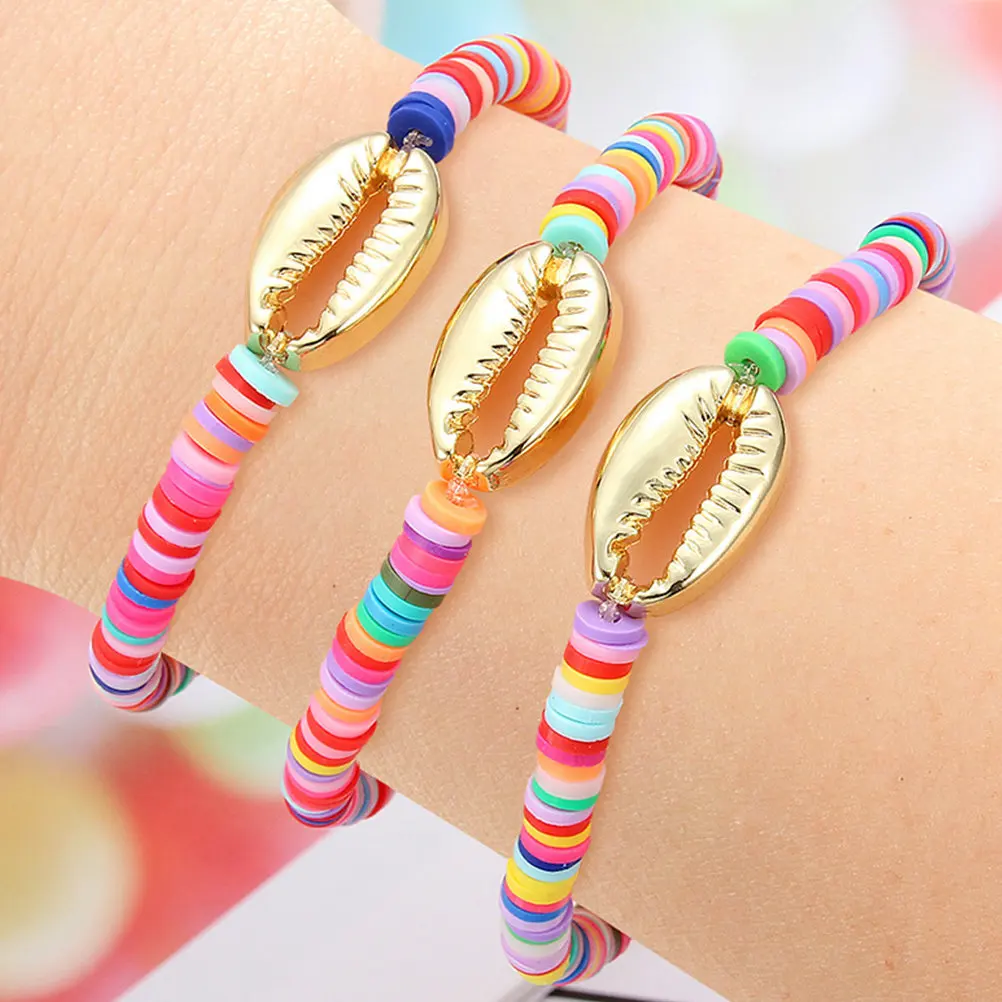 3Pcs Colorful Shell Bracelets Hawaii Style Hand-Woven Bracelets Gift Jewelry Accessories Creative Fashion Colorful Bracelet