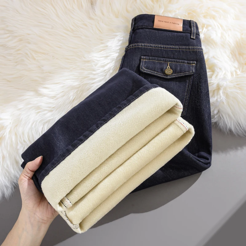 Y2K 팬츠 여성용 겨울 2025 신상 와이드 레그 바지 보온 플리스 안감 하이웨이스트 루즈핏 와이드 레그 디자인