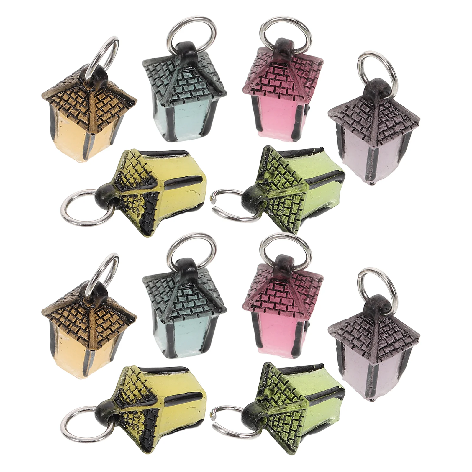 

12 Pcs Luminous Micro Landscape Ornaments Lantern Charms for DIY Miniature Model Decorate Crafts Small Decoration Resin