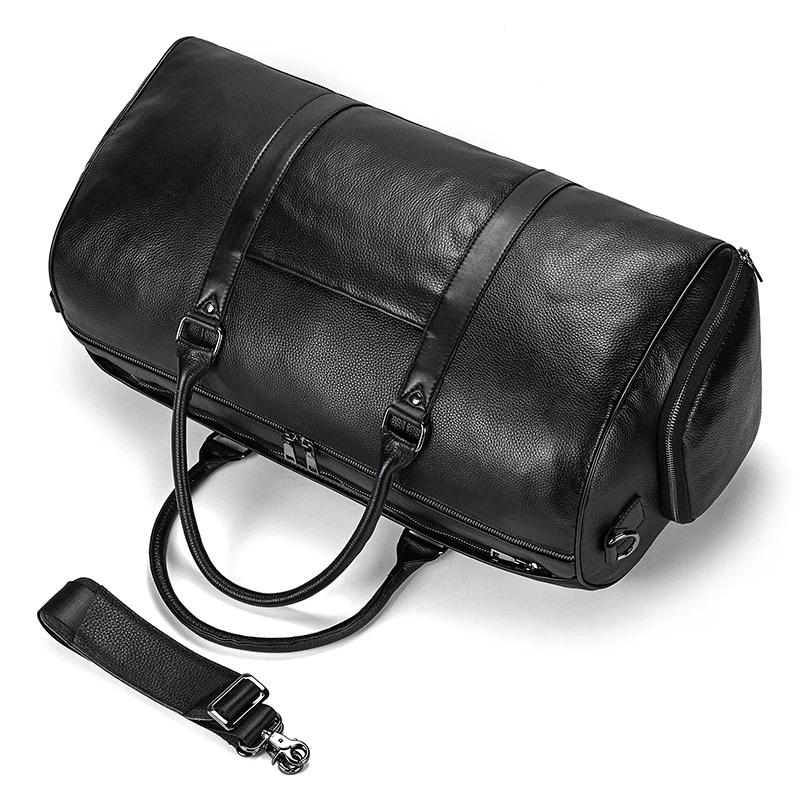 Latest Designer Leather Baggage Travel Bag For Men Woman Real Cowhide Waterpoof Duffle Bags With Shoe Pocket Black Mamle Feamle