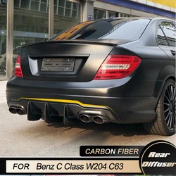 Carbon Fiber Rear Lip for Benz C Class W204 C63 AMG C300 Sport 2008-2014 Car Rear Bumper Diffuser Lip Spoiler Four Outlet FRP