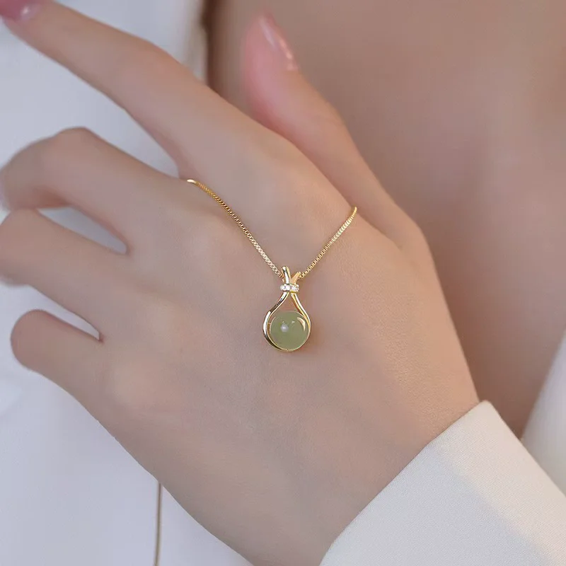 

New In 316L Stainless Steel Mint Green Purple Pendant Necklace For Women Vintage Style Girl Choker Neck Chain Jewelry Wholesale