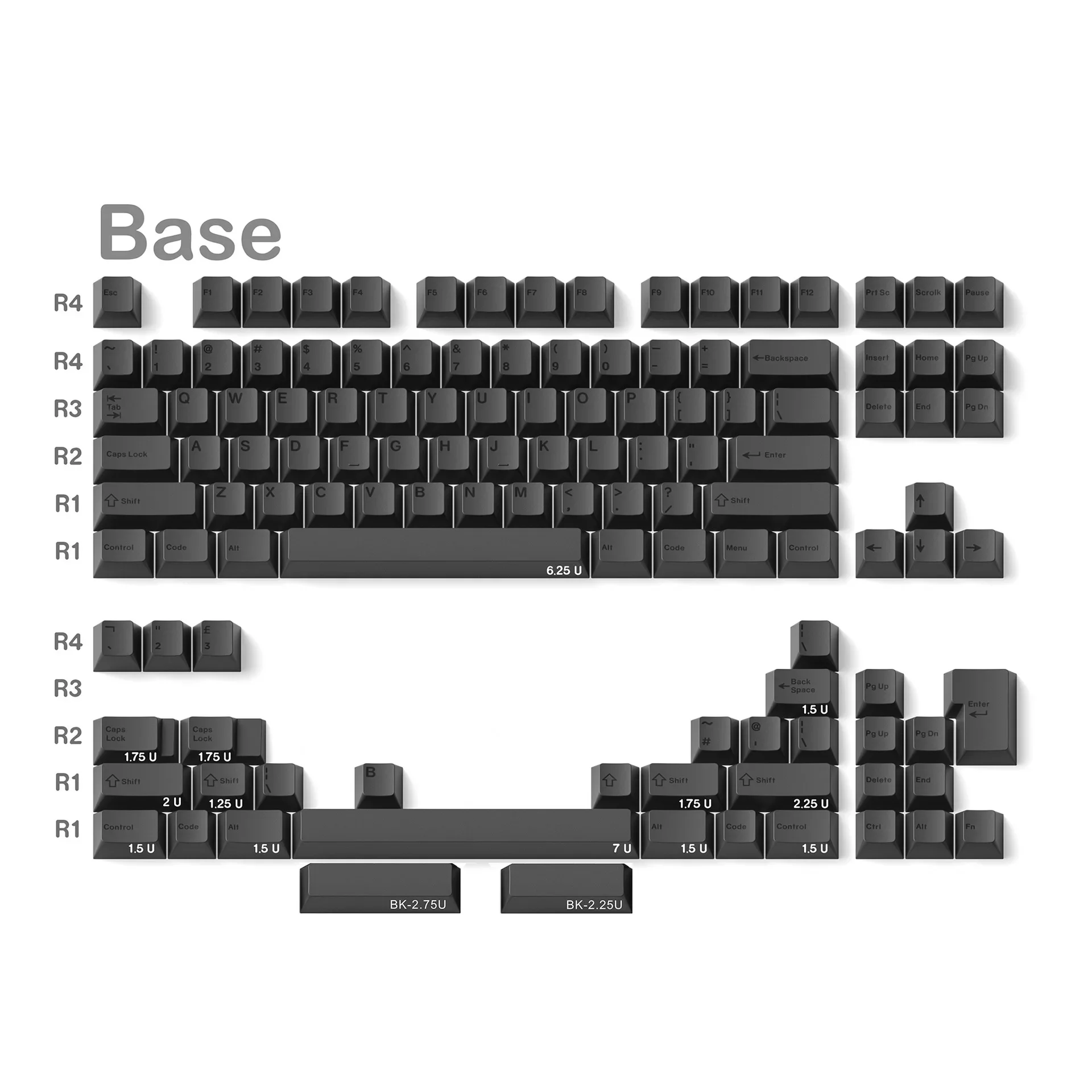 

Black engraved PBT hot sublimation, original height 68 980 75 87 keycap