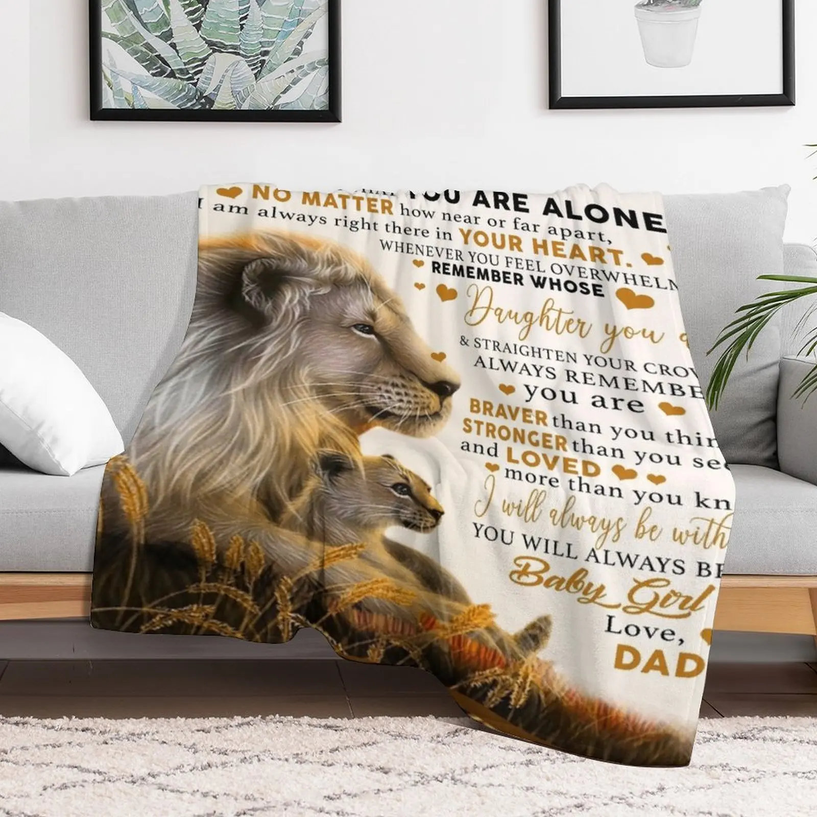 to my daughter never feel that you are alone no matter how near or far apart- love dad Throw Blanket Luxury Brand Blankets